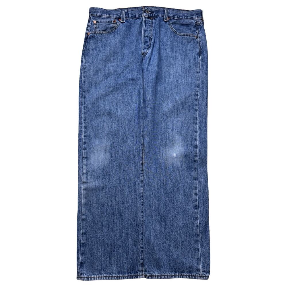 Y2K Levis 501 XX Jeans Mens 36x29 Button Fly Straight Leg Distressed Blue Wash
